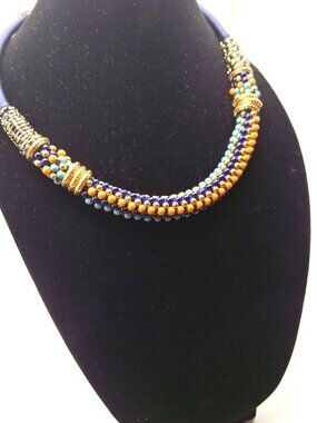 Stunning Kumihimo Beaded Collar Length Necklace